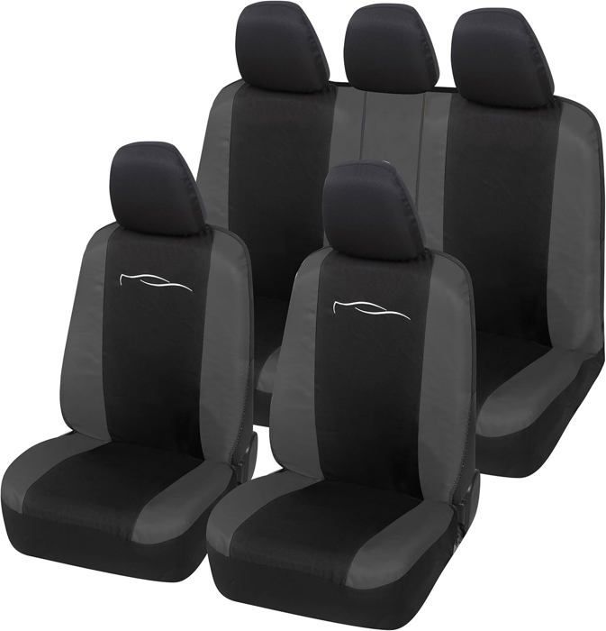 Rebeca Shop - Universal car seat covers, front pair, in 210 Gambardine, model LS01, Black/Grey