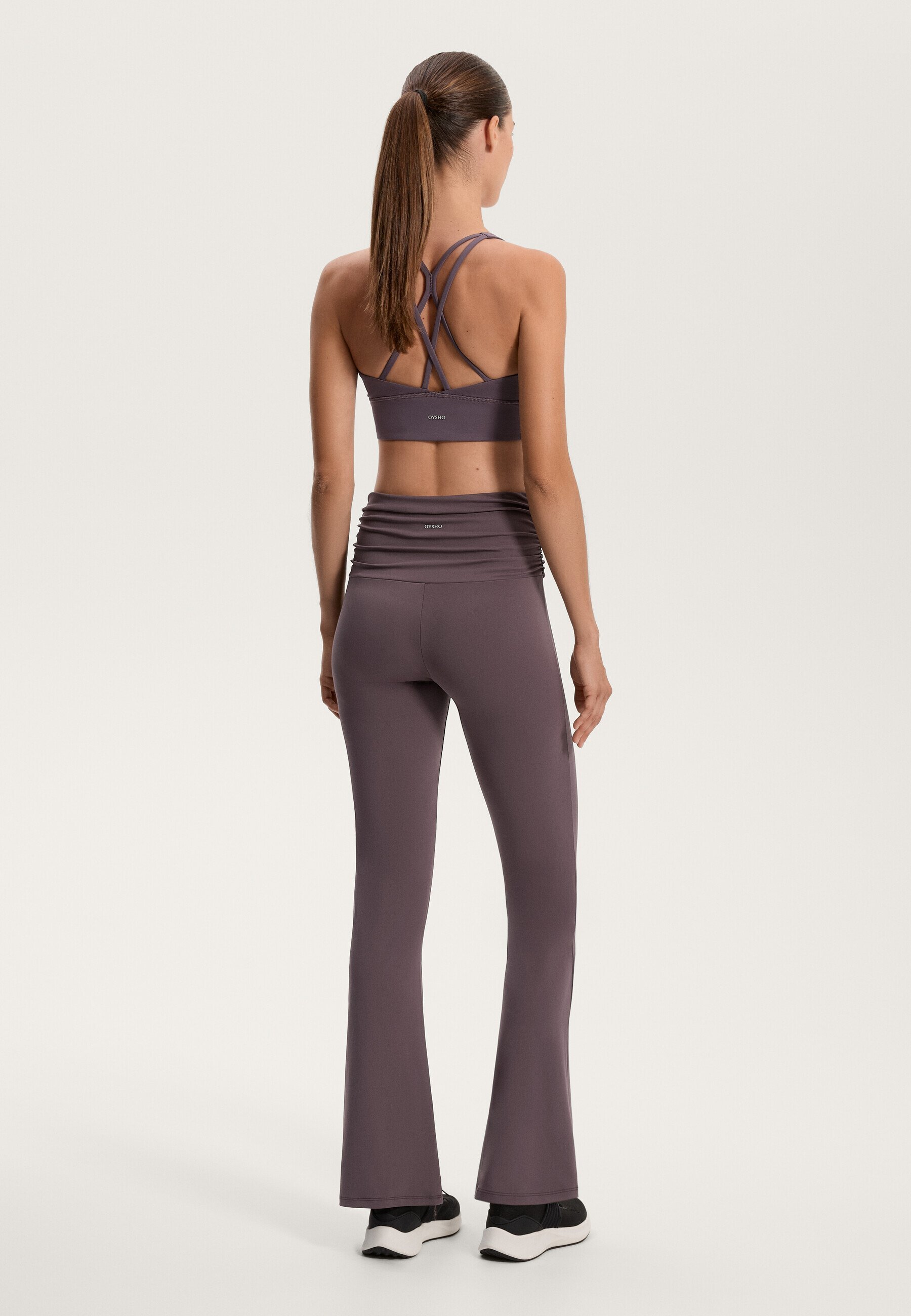 OYSHO RISE COMFORTLUX FLARE WITH GATHERED - Bukse - light brown