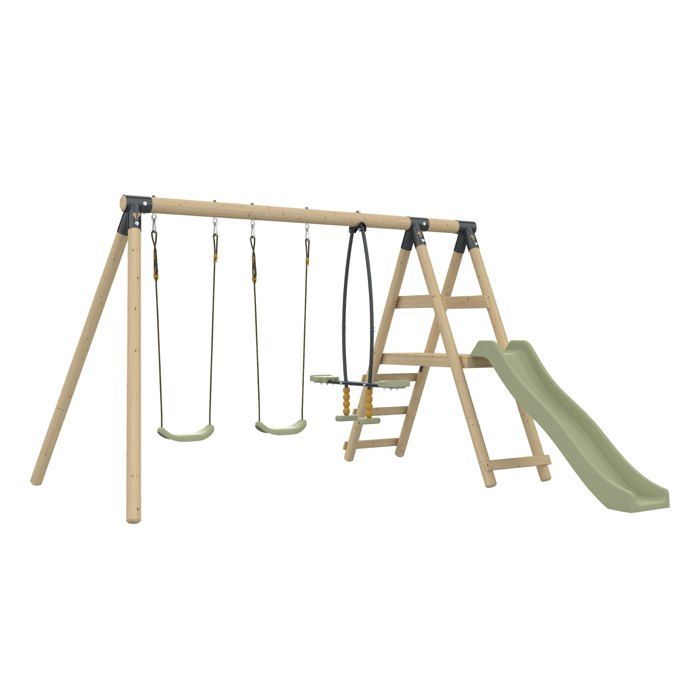 Portique et balançoire - TP TOYS - ARRUCAT - 2 balançoires - vis-à-vis - toboggan 175 cm