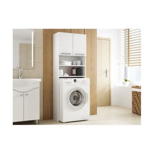 COMO - Mueble para lavadora 64x183x30 - Espacio de almacenamiento para lavandería/lavadora/baño con armario/estantes