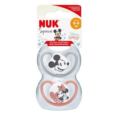 Nuk Space Mickey Girl Chuchas 0-6m 2 un 2 un