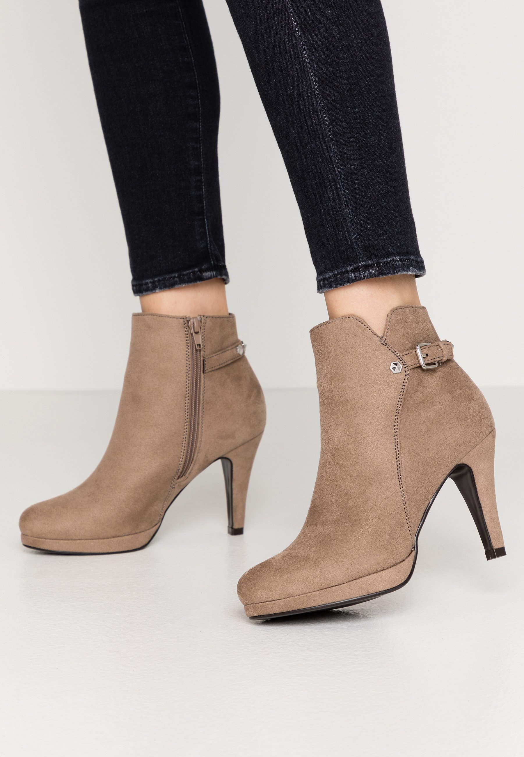 Anna Field enkellaarsjes met hoge hakken - taupe