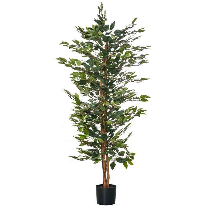 Plante artificielle - HOMCOM - ficus hauteur 1,5 m tronc branches liane lichen réalisme - plastique - 1,5 m