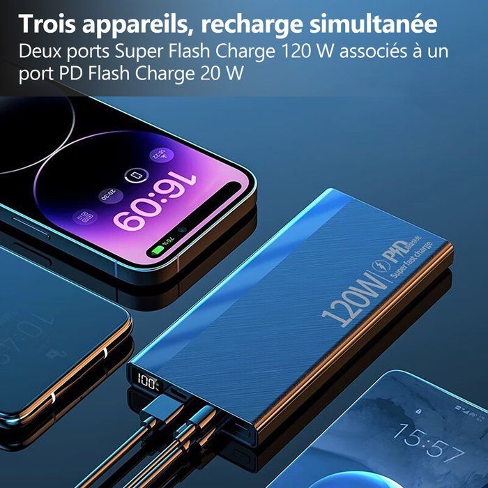50000mAh External Battery, Portable Power Bank with LED Screen, 2 USB Outputs & 1 USB-C Output, for Smartphones, iPhones, Tablets