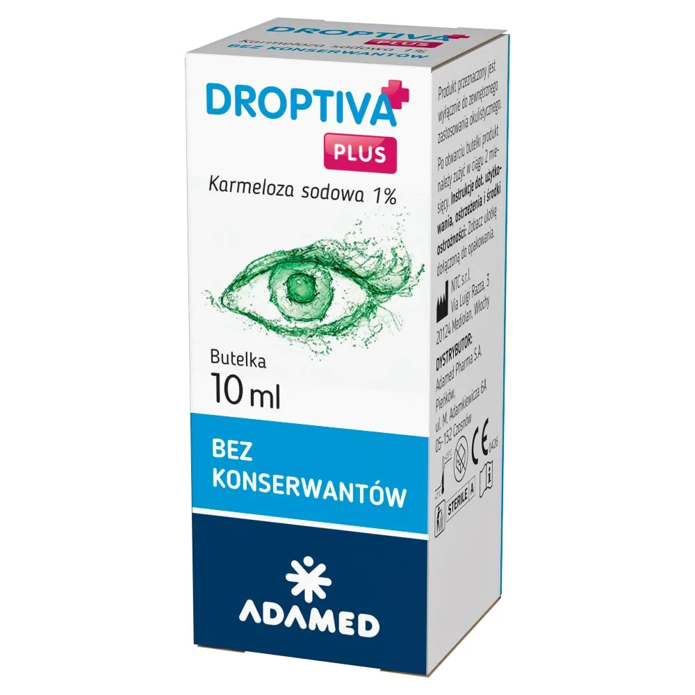 Droptiva Plus, Nawilżające krople do oczu, 1% karmeloza sodowa