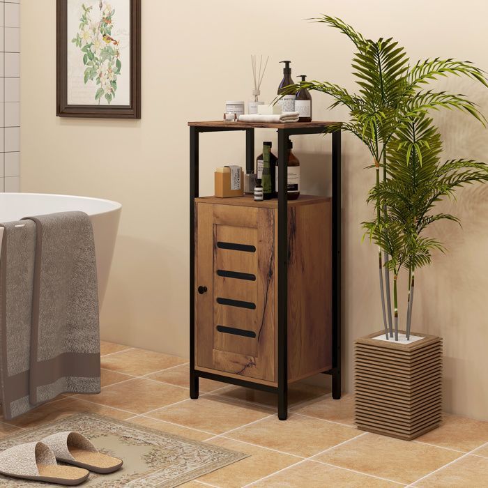 Kleankin - Bathroom cabinet - Particleboard - 37x30x85cm - Brown