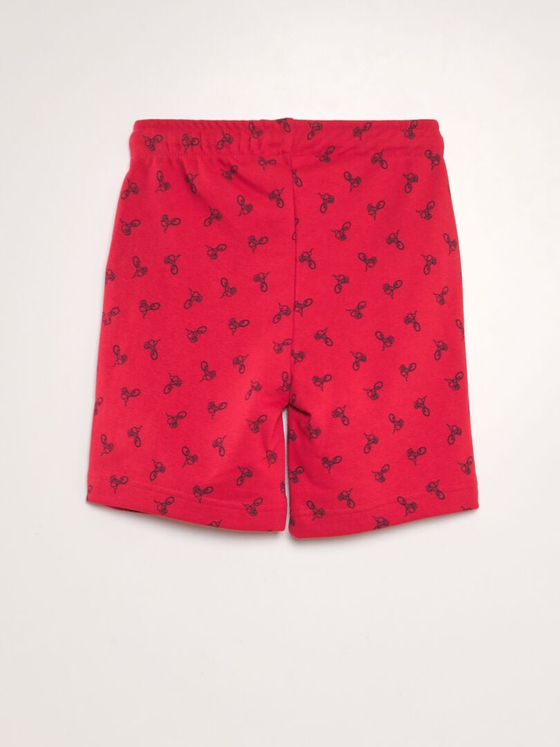 Conjunto de 2 pantalones cortos ligeros de felpa - ROJO
