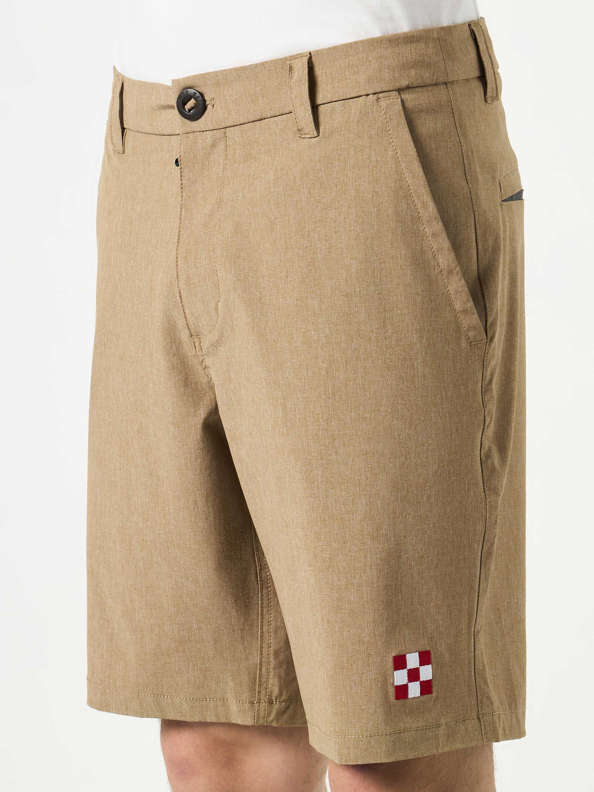 Herenbermuda van beige ripstopstof