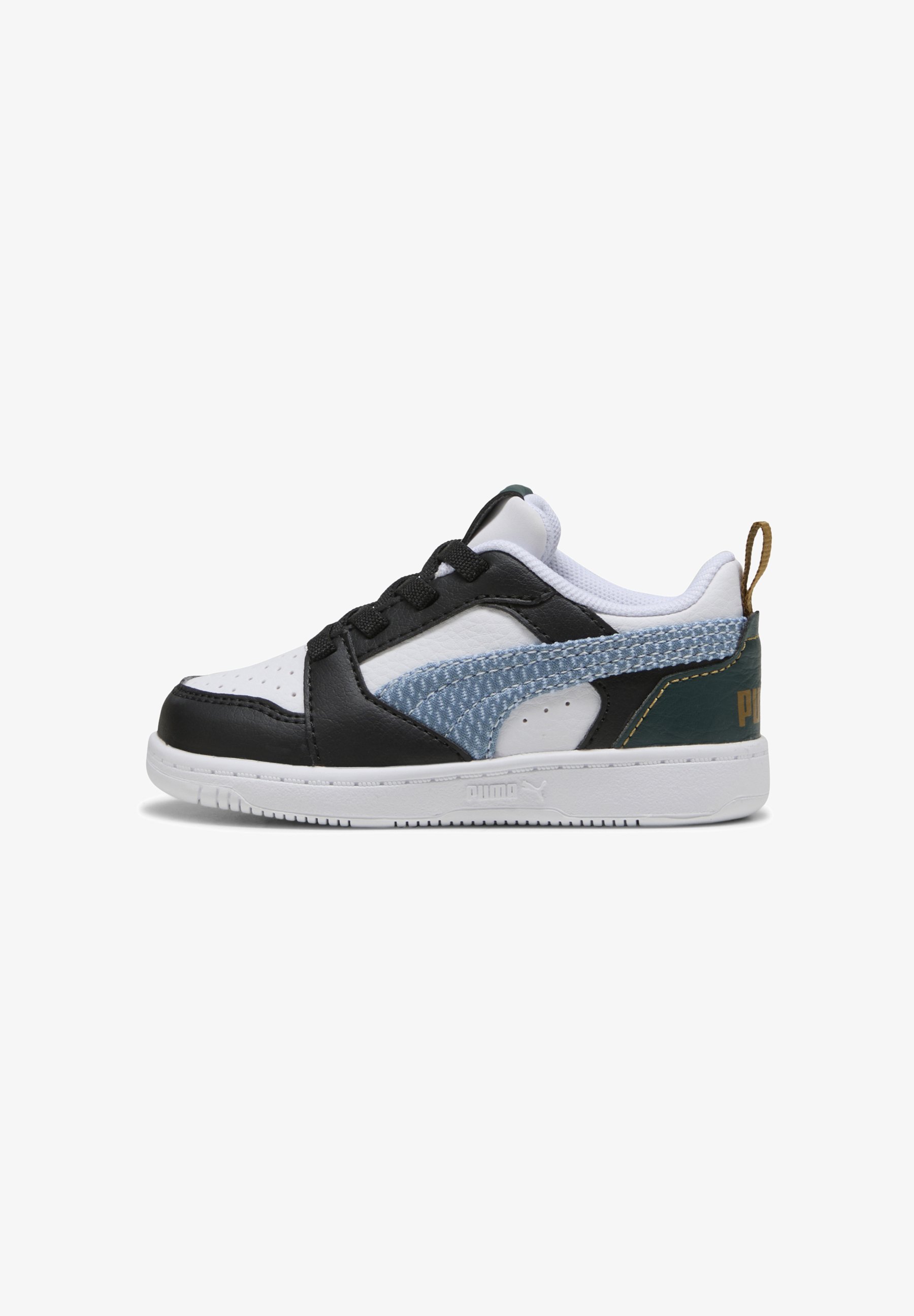 Puma REBOUND FUN SNEAKERS - Babyschoenen - zwart/haute tropic/groen terrein