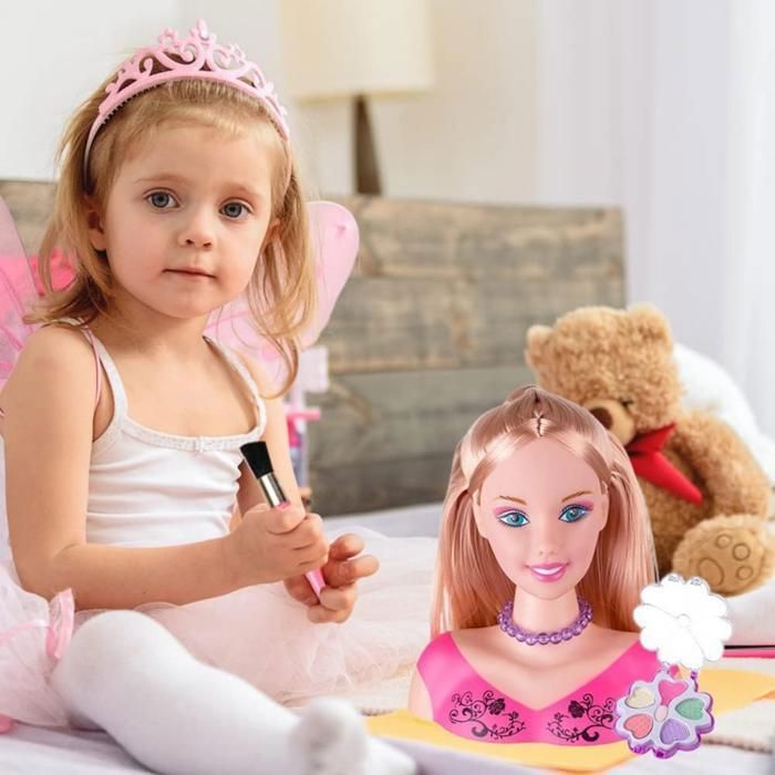 Set di 35 teste di bambola per acconciature e trucco, set di accessori, teste di bambola colorate e realistiche