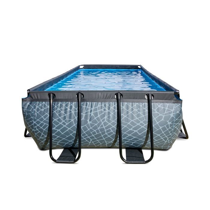 Piscina elevada - JUGUETES DE SALIDA - Piedra - Rectangular - 12600 L - Gris - Acero - Bomba de filtro
