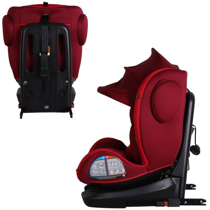 ZELI Siège-auto évolutif i-Size pivotant 360° enfants de 40 à 150 cm 0-36 kg Isofix Top Tether Rouge avec canopy