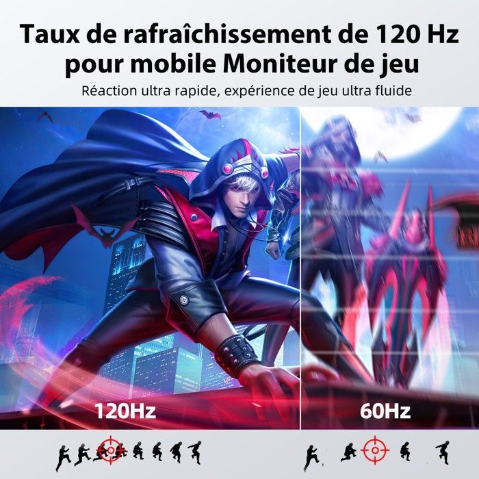 UPERFECT Moniteur portable 16 pouces 2560*1600 2K 120HZ, compatible VESA, avec ports miniHDMI, Type C, OTG