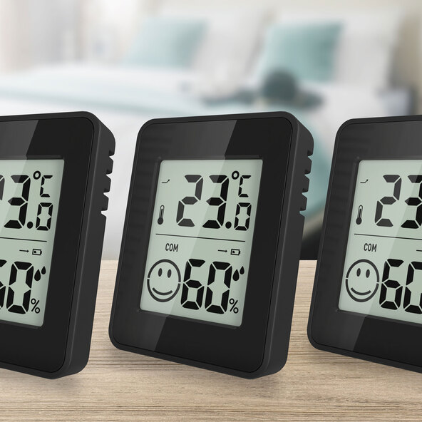 Termohigrometru, set de 3, negru