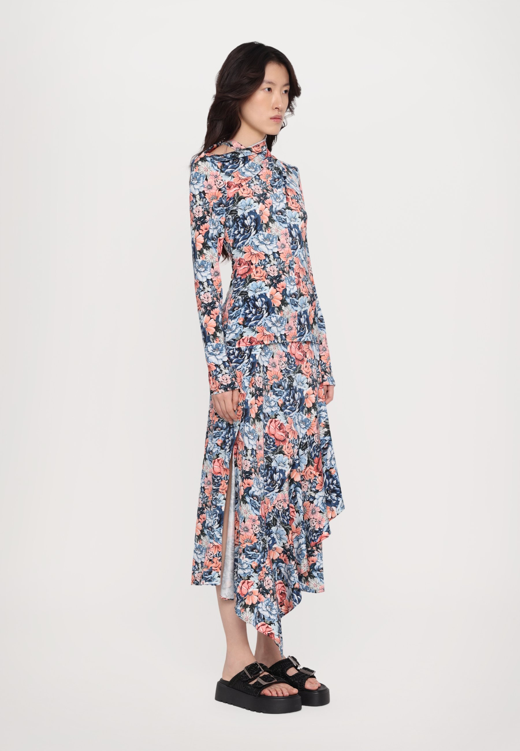 Rabanne top met lange mouwen - English Tapestry/roze/blauw/groen