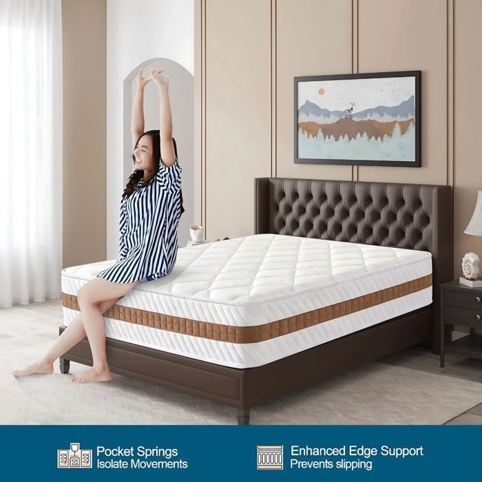 Materasso Premium 90x190 cm, spessore 26 cm, lattice, media rigidità, ergonomico, ibrido con schiuma e molle insacchettate, reversibile.