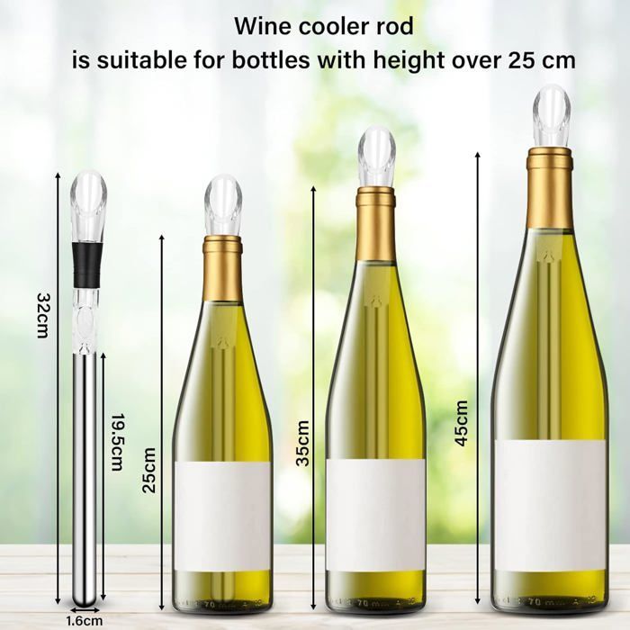 Bastão resfriador de garrafa de vinho, resfriador de garrafa em aço inoxidável, haste de resfriamento