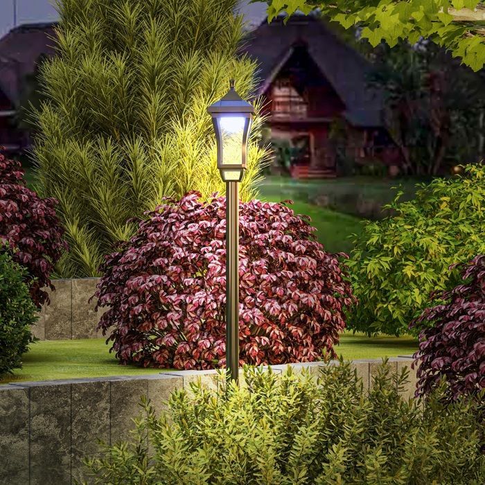 Outdoor floor lamp - Outsunny - LED - classic lantern - 30 lm - height 127 cm - black