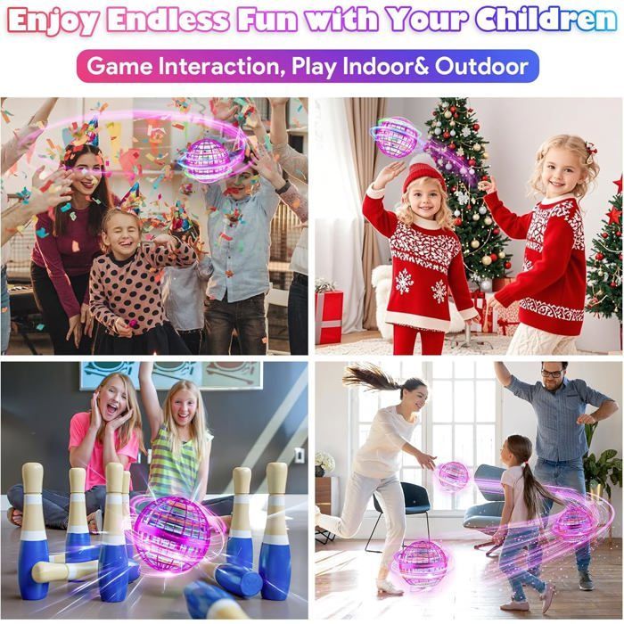 Boule Volante,Jouet Lumineux, Boule Magique，Magique Mini Drone Cadeau Enfant,Flying Boomerang Hand Spinner Jeux Extérieur Intérieur
