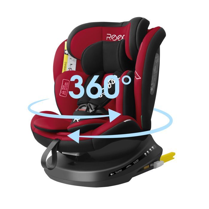 Silla de coche ISOFIX giratoria 360° Reecle i-Size, 40-150 cm, desde el nacimiento hasta los 12 años (0-36 kg), ECE R129, Roja