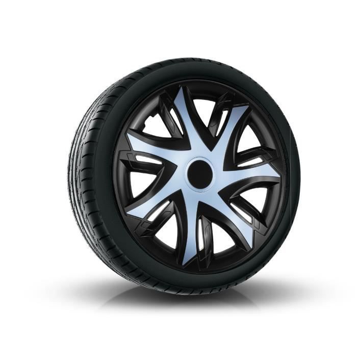 Calotas NRM N-Power para rodas de aço, conjunto de 4 calotas bicolor em plástico ABS (azul-celeste/preto, 14