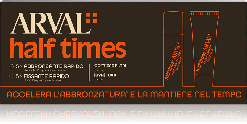Ochranný olej Arval Half Times Fast Tanning Bottle + Tube Set urýchľuje opálenie
