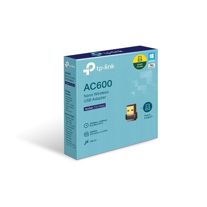 Adaptateur USB - TP-LINK - Archer T2U Nano - 633 Mbit/s - 802.11ac - Noir