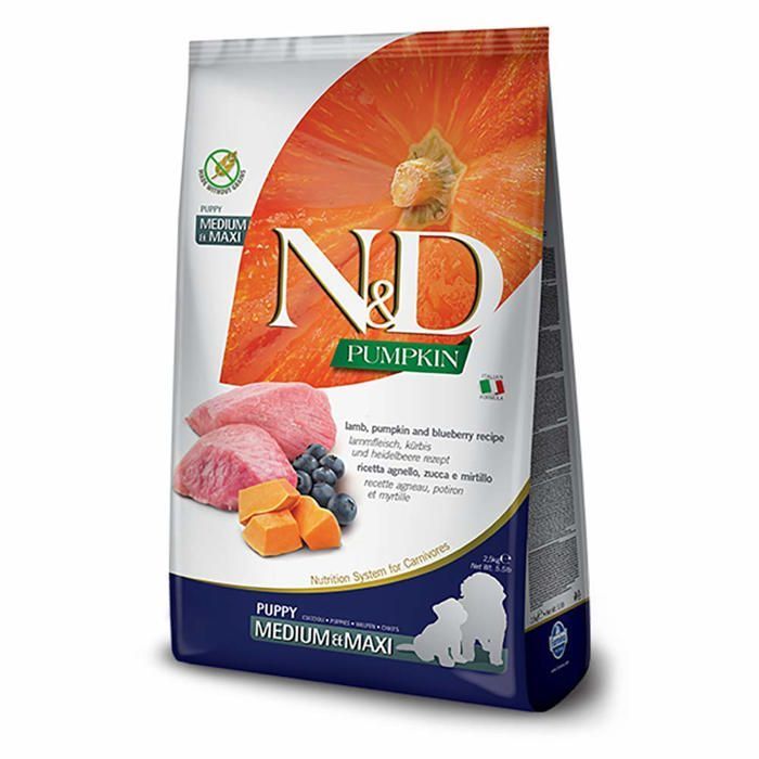 Alimento para perros - N&D - Calabaza, cordero y arándanos - Cachorros medianos y grandes - 2,5 kg