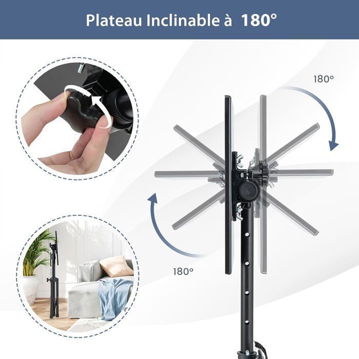 Trípode para proyector COSTWAY - Altura ajustable de 70 a 118,5 cm, plataforma inclinable, pasador de seguridad - Soporte para proyector