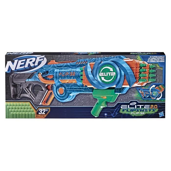 NERF - Elite 2.0 - Flipshots Flip Blaster - 32-Dart-Kapazität, 2 x 16 rotierende Läufe - Inklusive 32 NERF-Darts