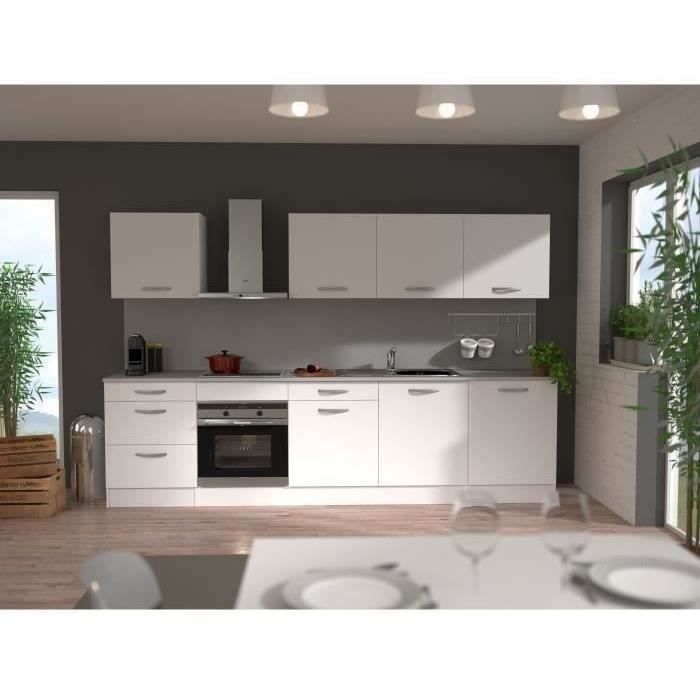 Cocina completa OSLO - 240 cm de ancho - Blanca - Encimera incluida