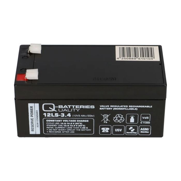 Q-Batteries 12LS-3.4 Batterie VRLA AGM à cycle profond 12 V 3,4 Ah avec VdS