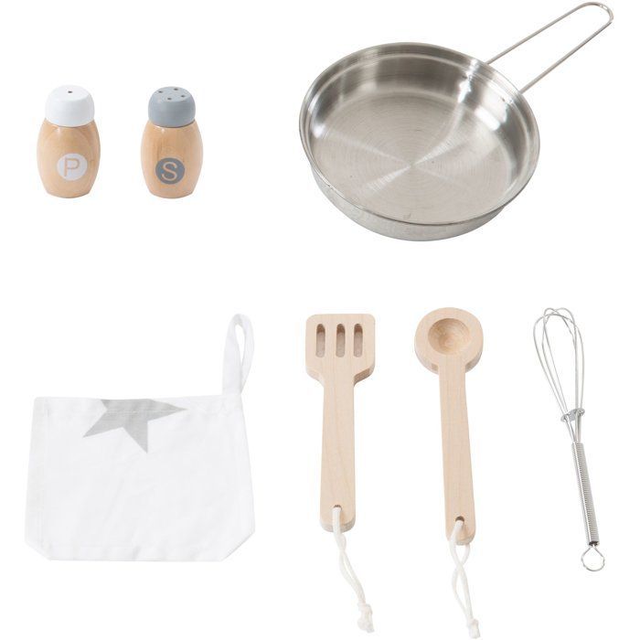 Cocina de juguete de madera ROBA para niños - Equipada con accesorios - Rosa / Natural