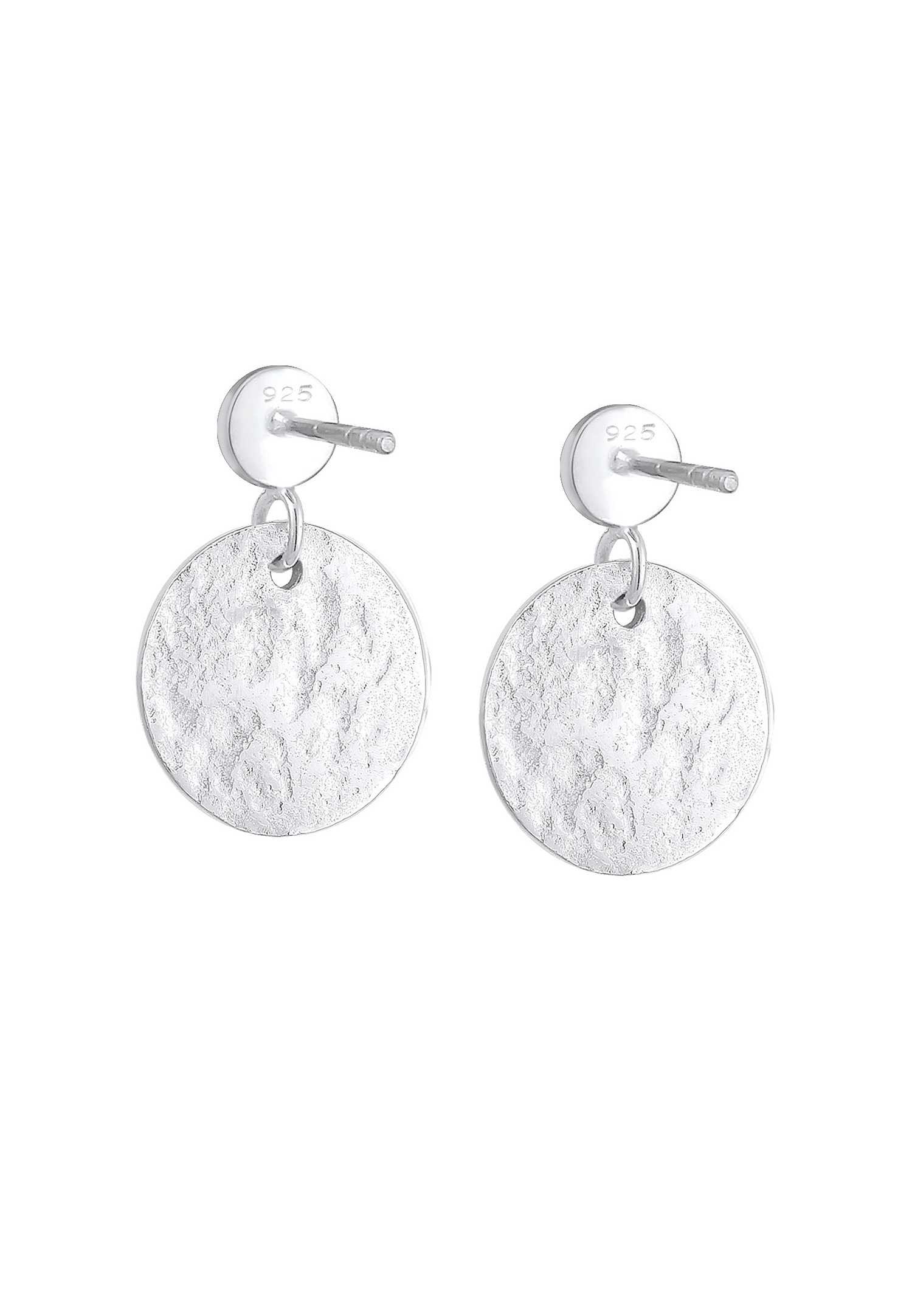 Elli Femmes Pendentif d'oreilles Plaquette Martelé Vintage Look Antique en Argent Sterling 925