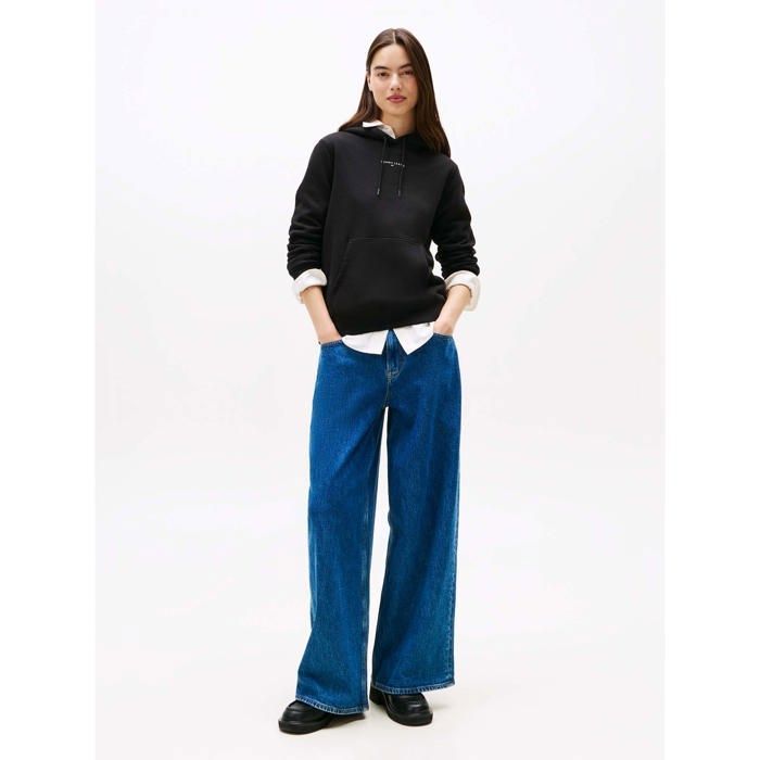 Sudadera negra Tommy Hilfiger Linear para mujer