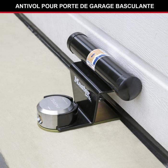 Dispositivo antirroubo para portas de garagem basculantes - MASTER LOCK - Barra de segurança em aço - Cilindro de 6 pinos