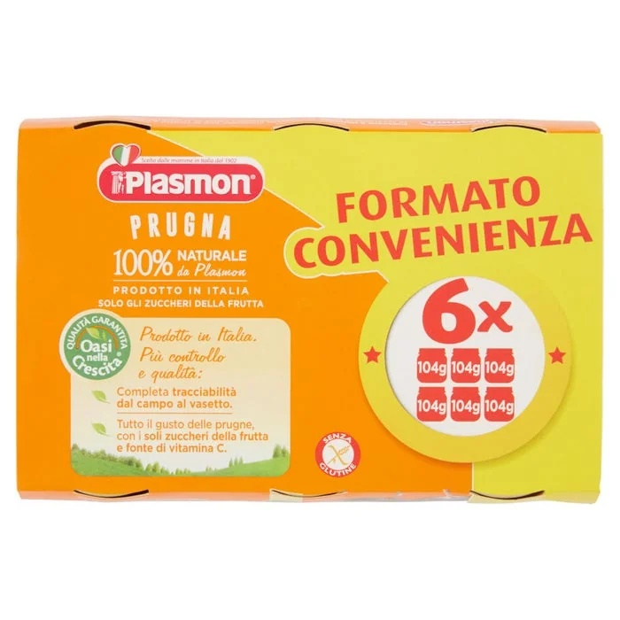 PLASMON Plasmon gehomogeniseerde pruim 6 x 104 g babyvoeding