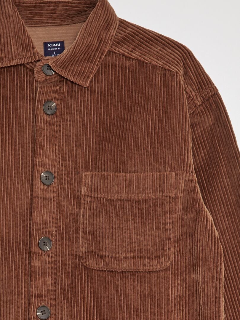 Sobrecamisa recta de terciopelo - MARRÓN