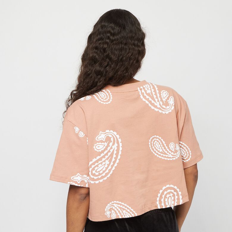 Cropped oversized T-shirt met klein paisley-logo