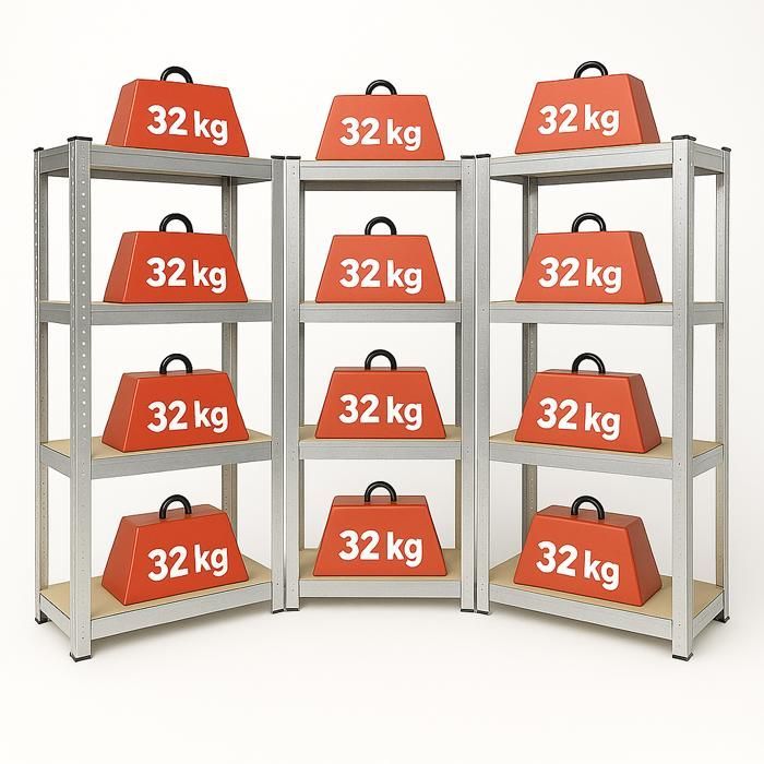 Heavy-duty corner workbench shelf 150 x 40 x 140 cm - EURO VANADIUM - 12 shelves - 960 kg max
