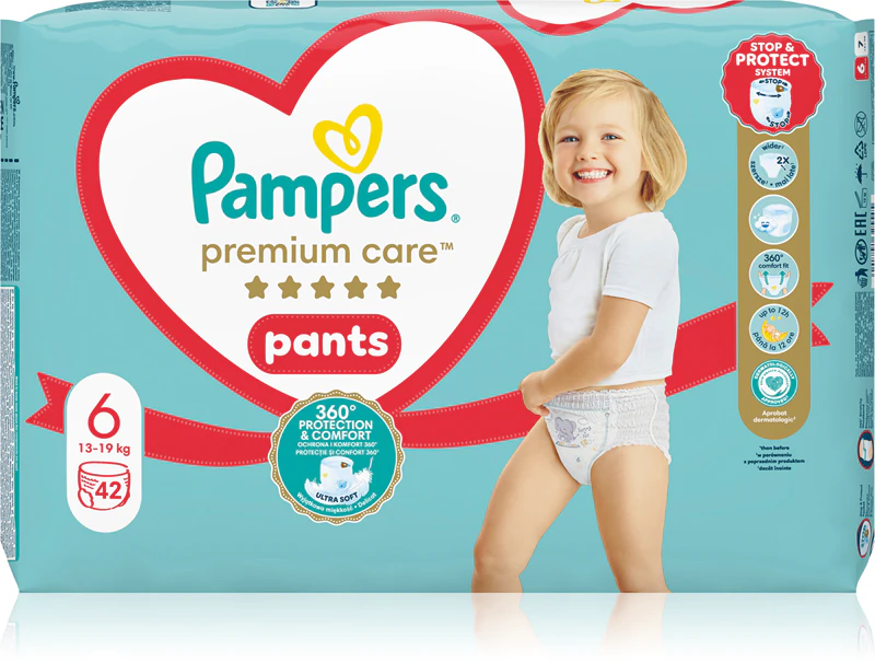 Fraldas descartáveis Pampers Premium Care Pants, tamanho 6.