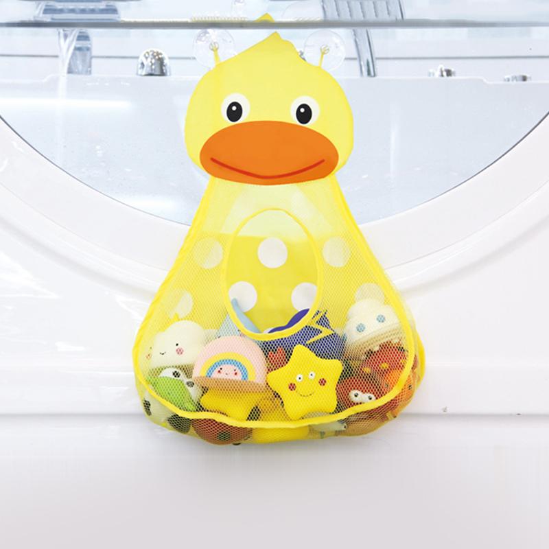 Bolsa organizadora de brinquedos para banheira de bebê em formato de sapo ou pato, com tela resistente para guardar brinquedos de banho e chuveiro.