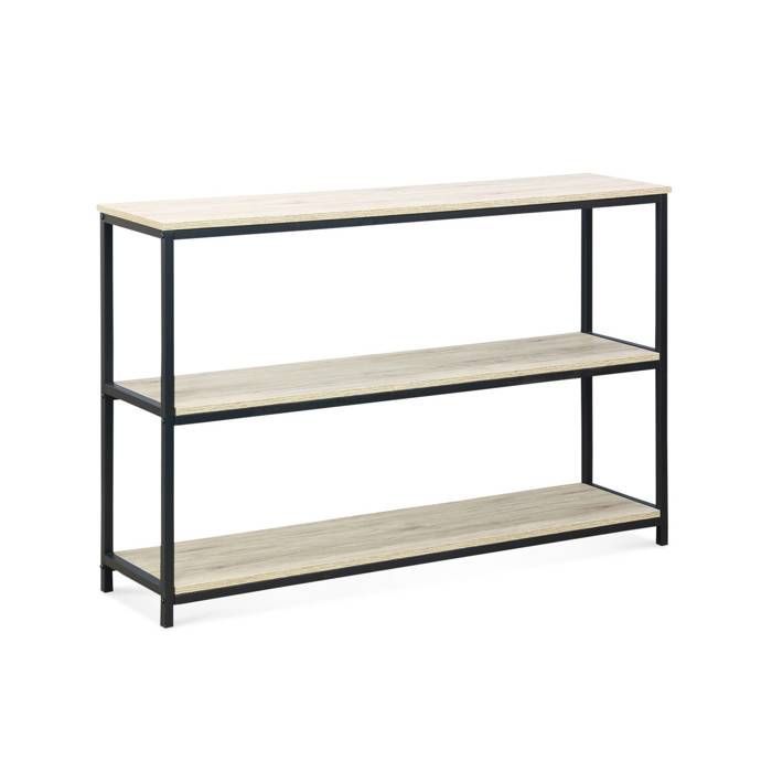 Black metal and wood-effect shelf - Loft - 3-tier bookcase. 120x30x80cm