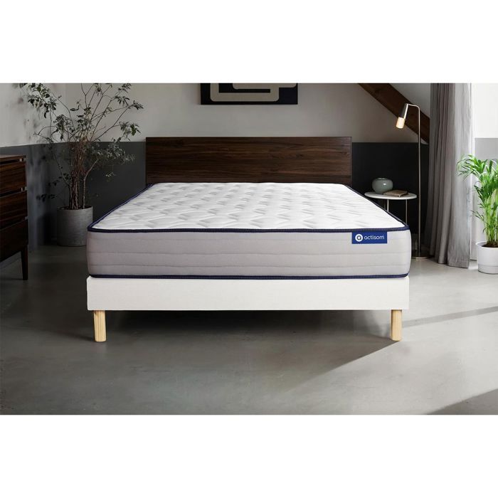 Ensemble Matelas Sommier 120x190 cm - Sommier Blanc (en kit) - Actilatex Form