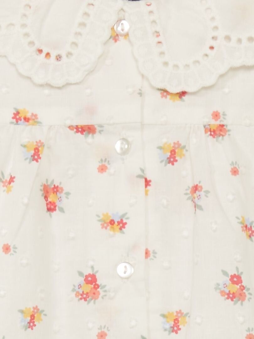 Plumetis romper met claudine kraag - WIT