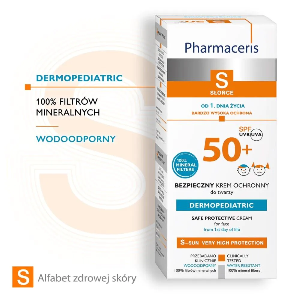 Pharmaceris S Bezpieczny krem ochronny do twarzy dla dzieci SPF50+