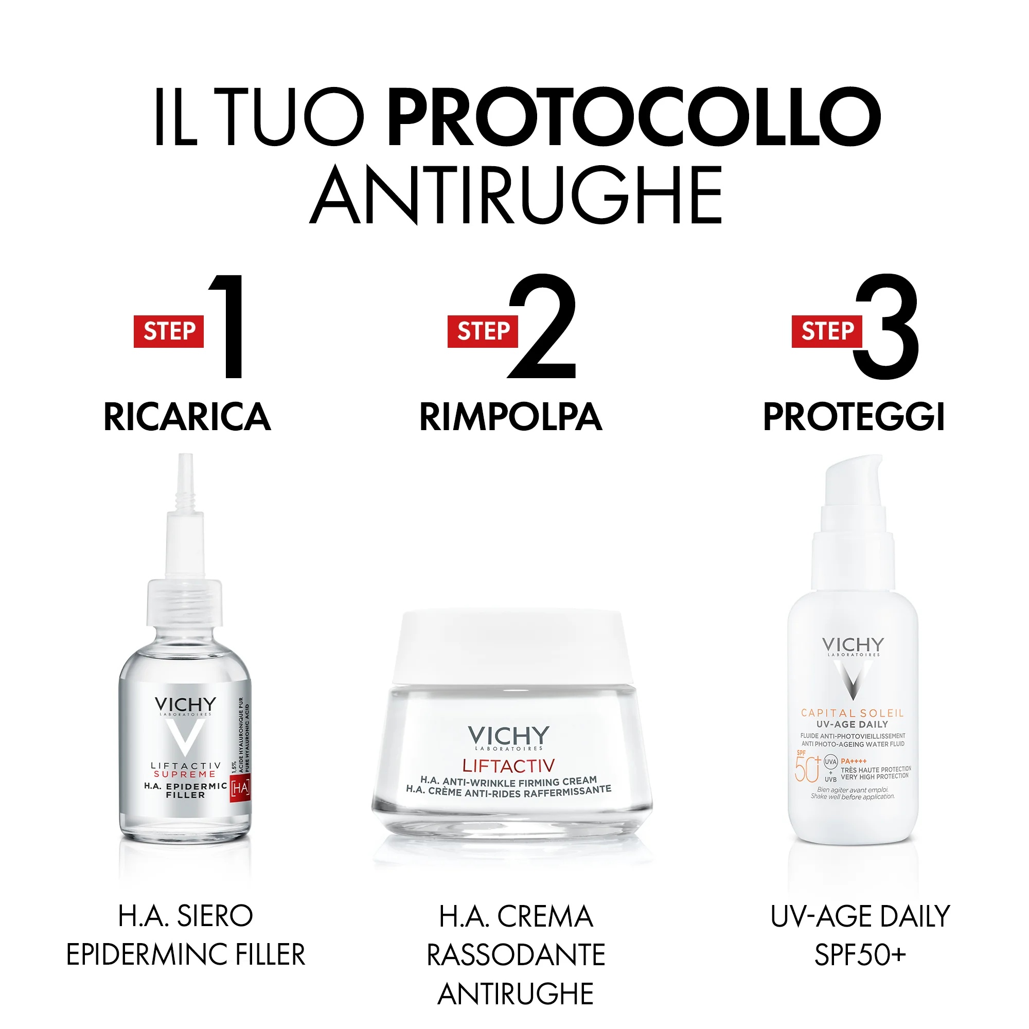 Creme VICHY Liftactiv HA para pele normal a mista 50 ml, firmador e antirrugas.