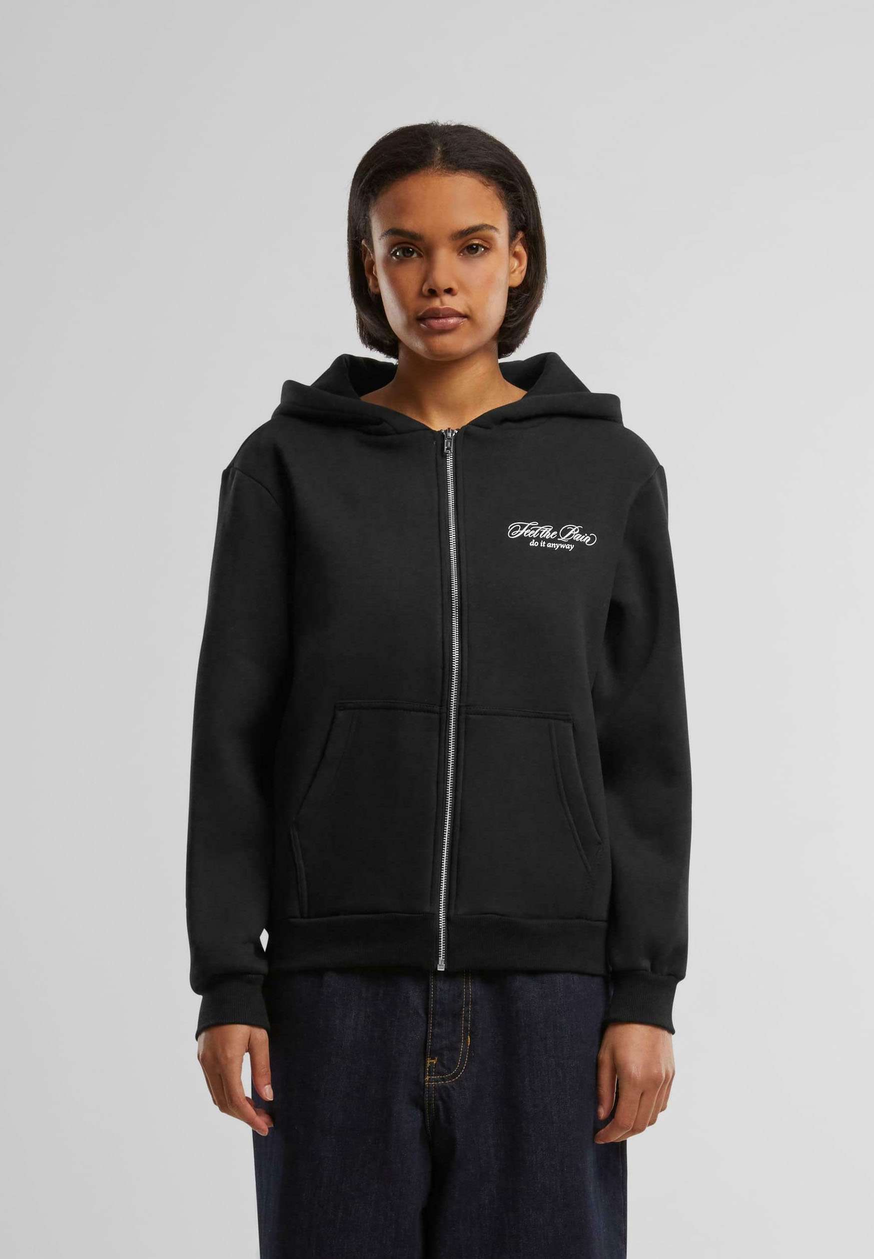 Mister Tee FEEL THE PAIN FLUFFY - Sweatshirt met rits - zwart