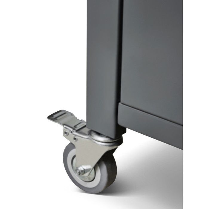 Lola Gun Metal Plancha Grill on Cart - Fire Pit - 3 Gas Burners - Stainless Steel Cooking Plate - 68.5 x 35.50 cm - 7.2 kW