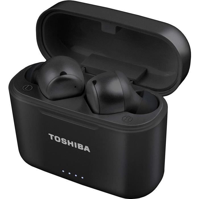 TOSHIBA RZE-BT1050EK - True Wireless In-Ear Bluetooth Headphones - Active Noise Cancelling - Charging Case - Black
